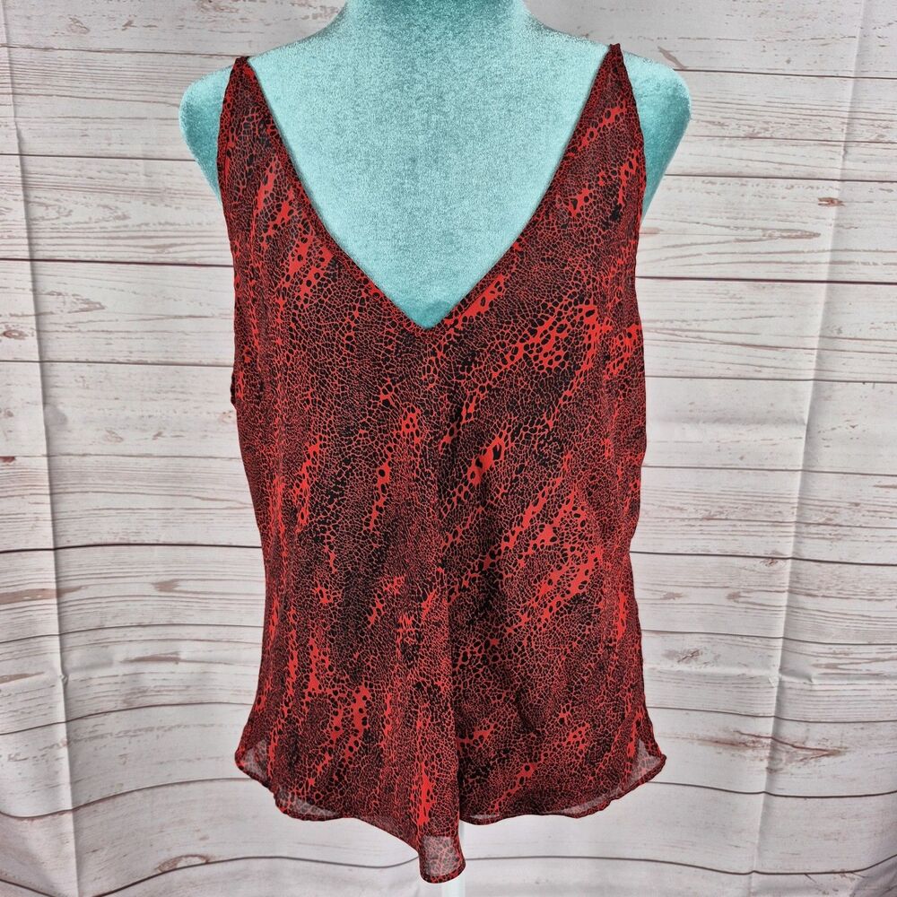 Vtg Victorias Secret Womens Sz L Red Snake Print Camisole Coquette Romantic Sexy